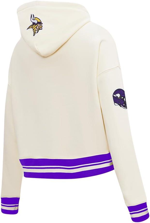 imagePro Standard Womens NFL Retro Classics Brushed Back French Terry Cropped Pullover HoodieEggshell Purple