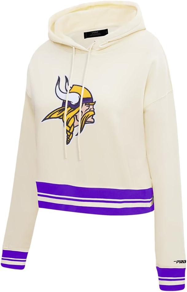 imagePro Standard Womens NFL Retro Classics Brushed Back French Terry Cropped Pullover HoodieEggshell Purple