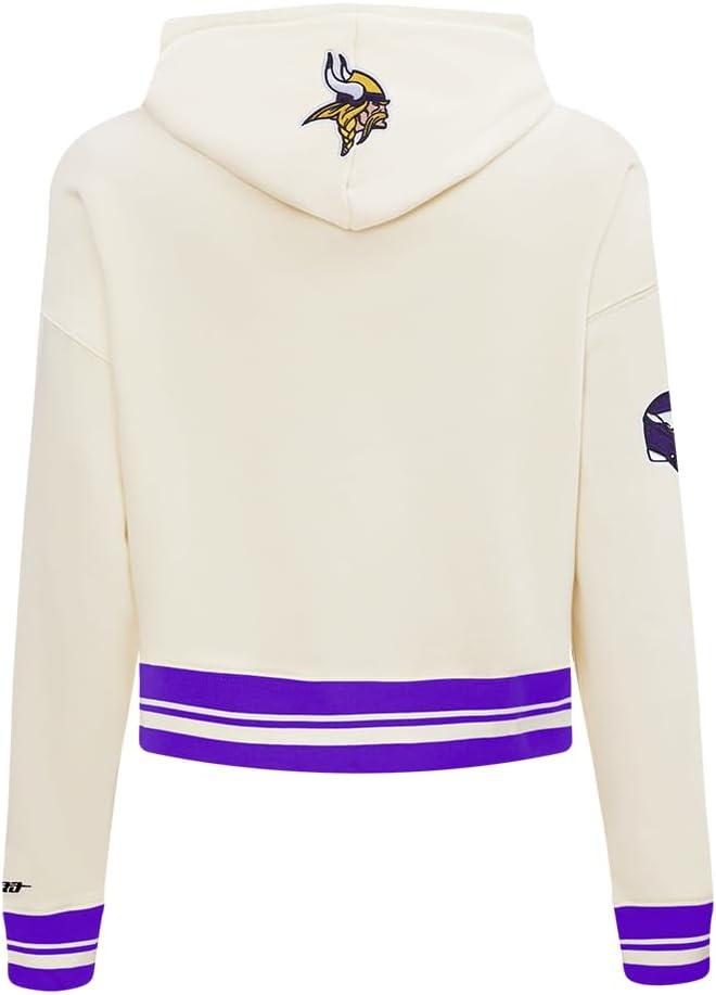 imagePro Standard Womens NFL Retro Classics Brushed Back French Terry Cropped Pullover HoodieEggshell Purple