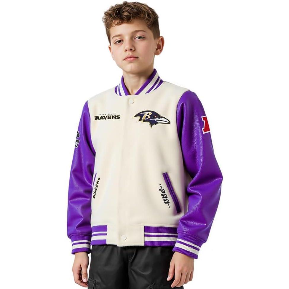 imagePro Standard Big Boys NFL Retro Classics Varsity JacketEggshell Purple