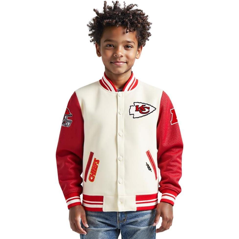 imagePro Standard Big Boys NFL Retro Classics Varsity JacketEggshell Red