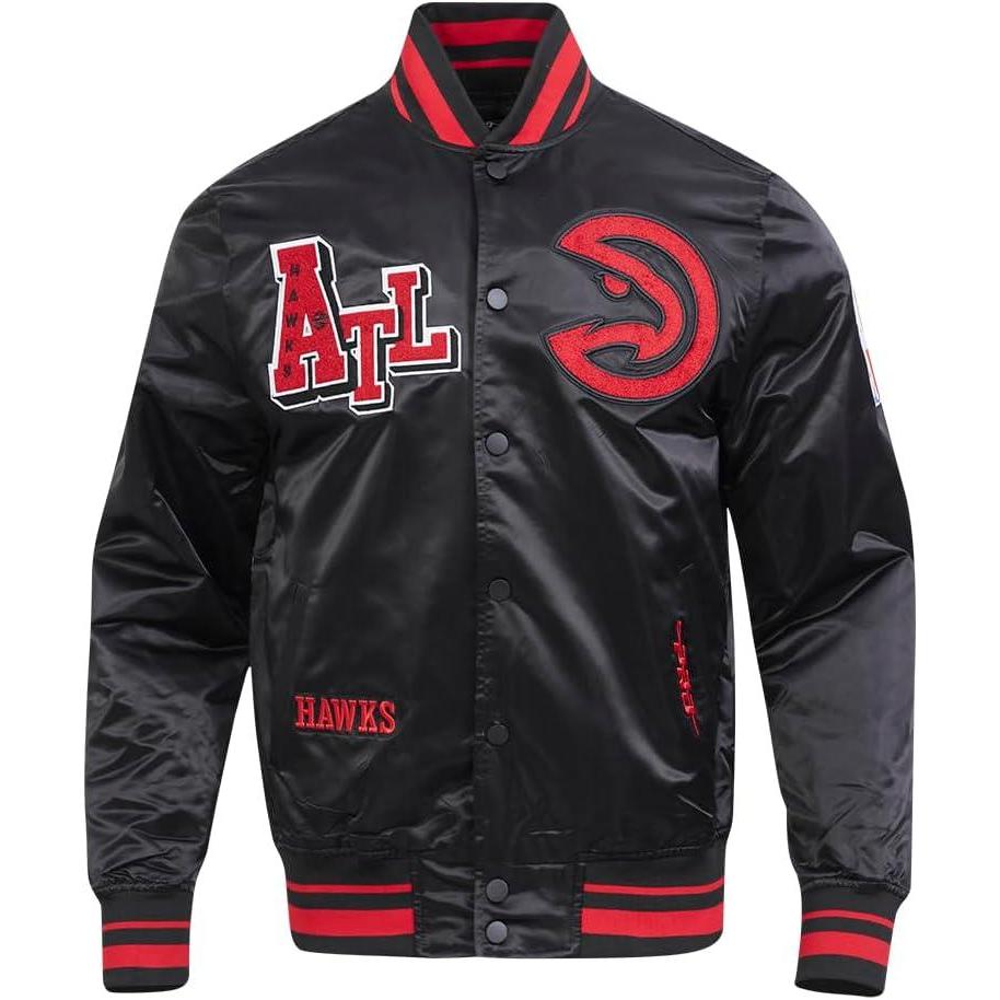 imagePro Standard Mens NBA Best Of Satin JacketBlackRedBlack