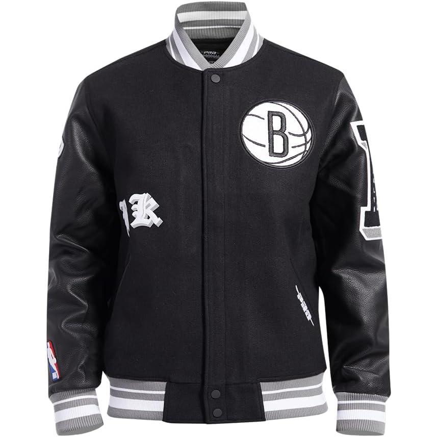 imagePro Standard Mens NBA Old English Varsity JacketBlackGray