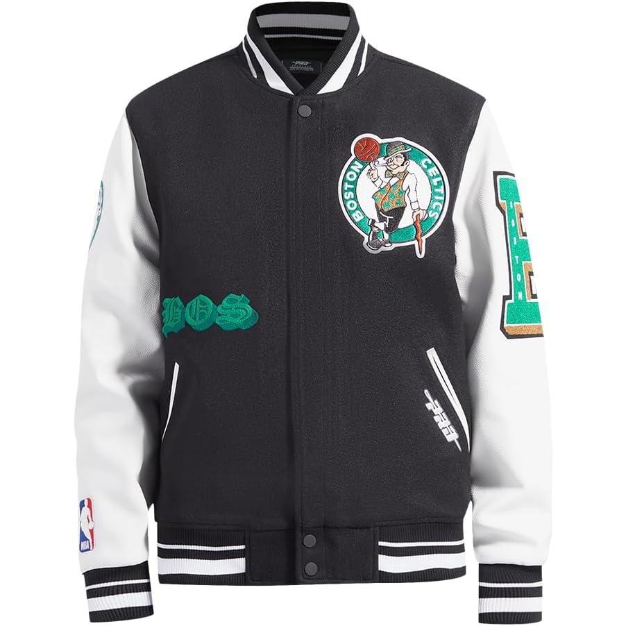 imagePro Standard Mens NBA Old English Varsity JacketBlackWhite