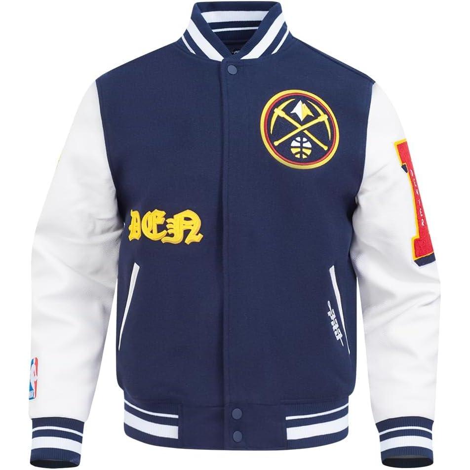 imagePro Standard Mens NBA Old English Varsity JacketMidnight NavyWhite