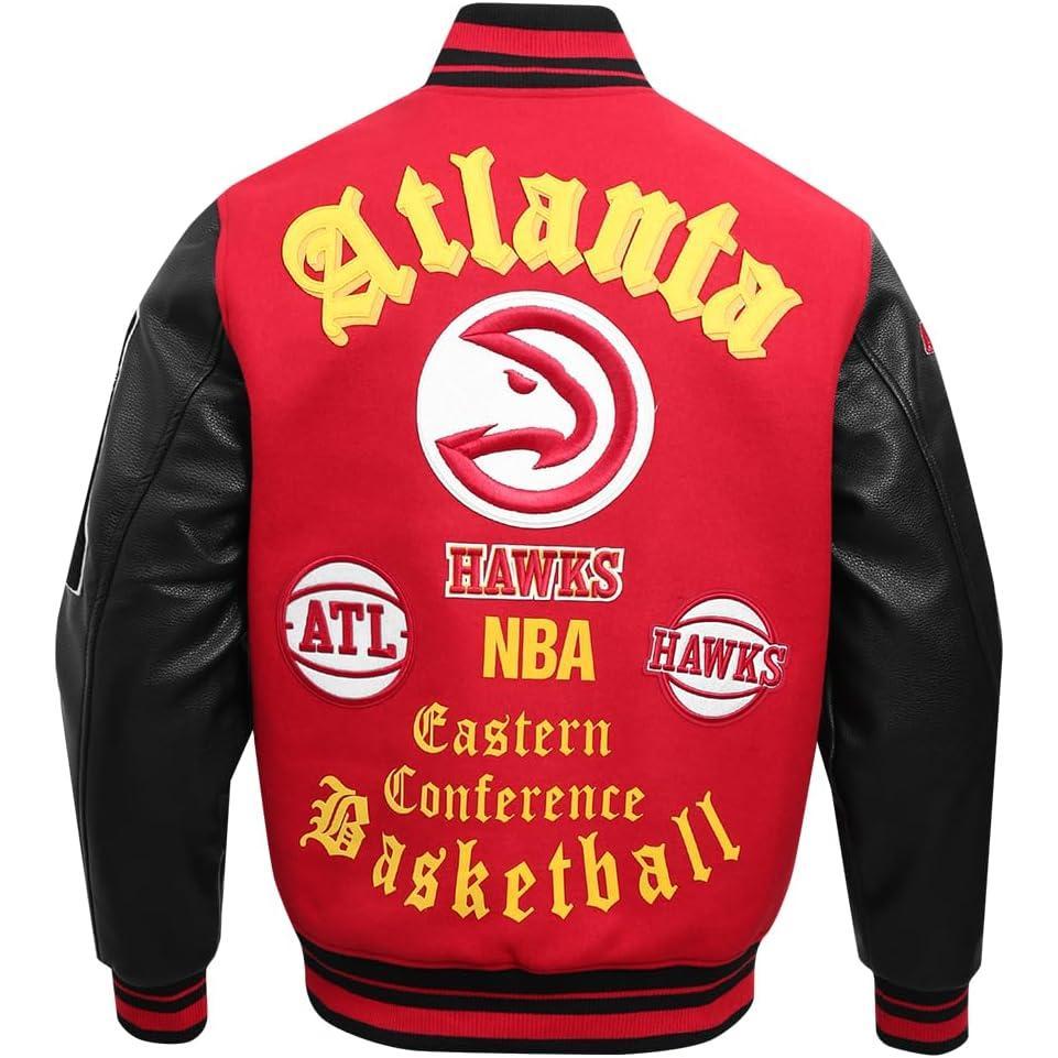 imagePro Standard Mens NBA Old English Varsity JacketRedBlack