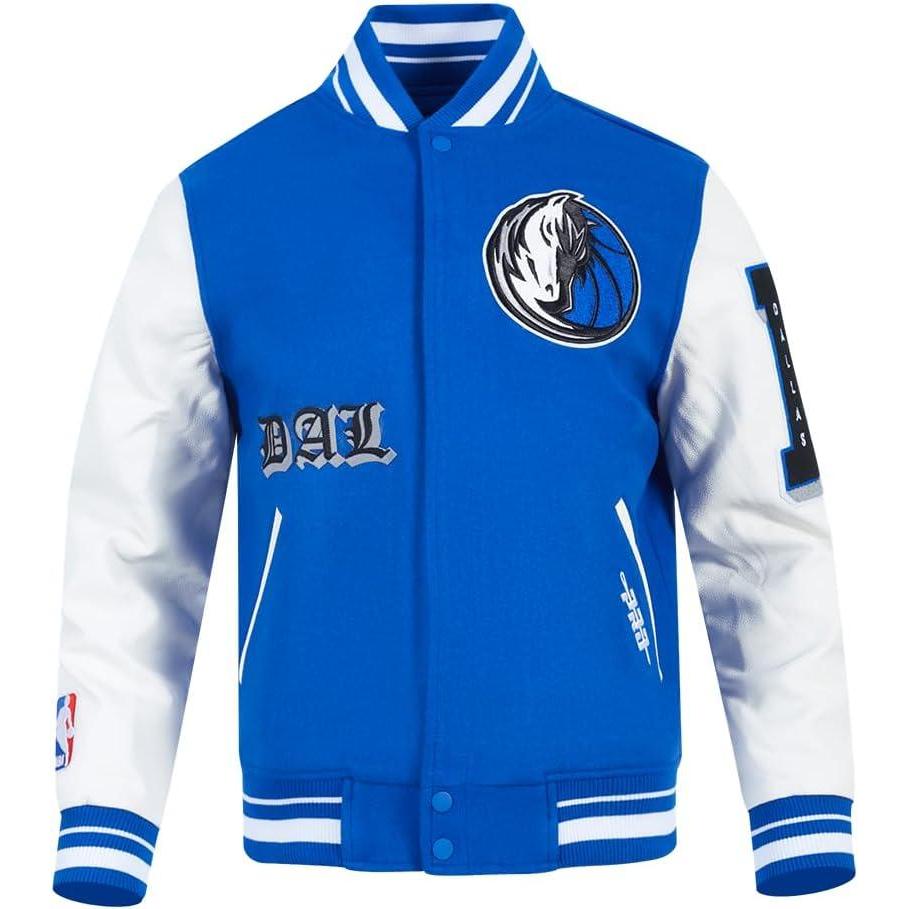 imagePro Standard Mens NBA Old English Varsity JacketRoyal BlueWhite