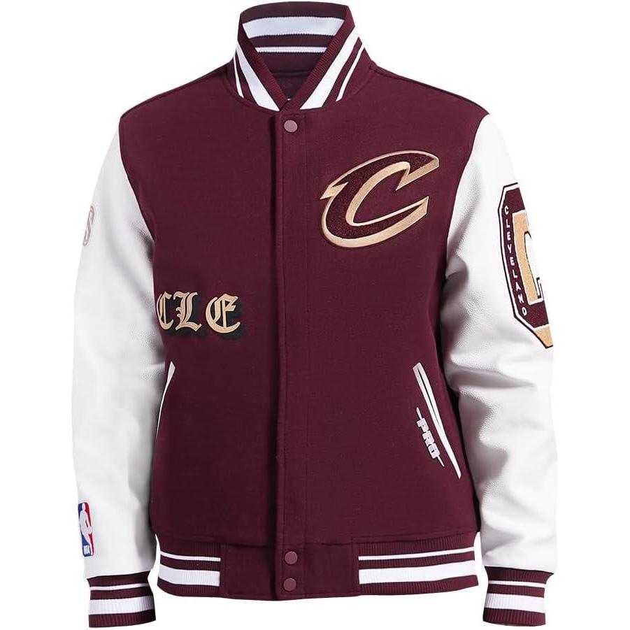 imagePro Standard Mens NBA Old English Varsity JacketWineWhite