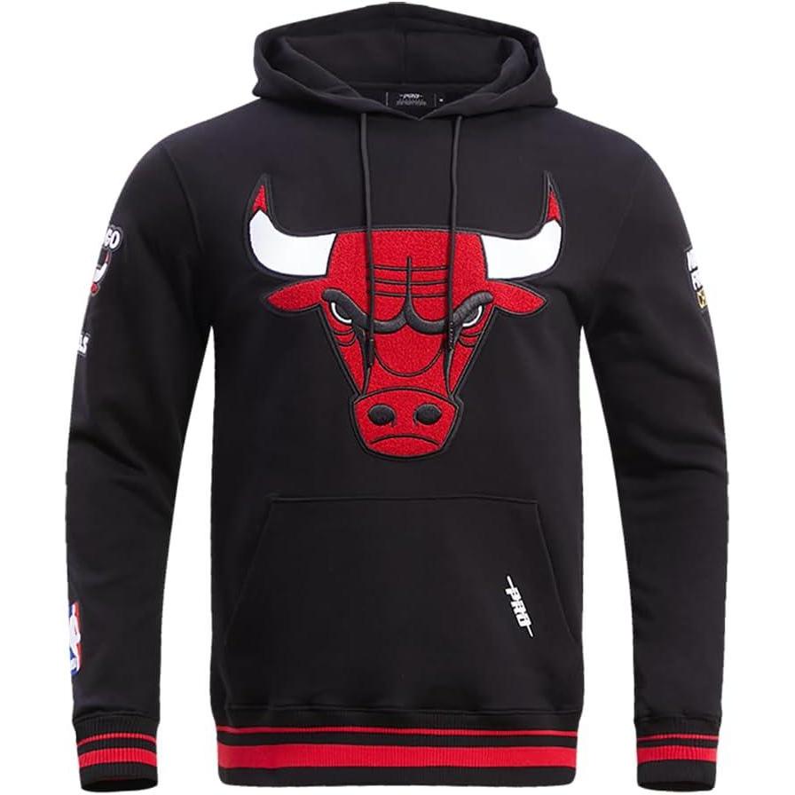 imagePro Standard Mens NBA Retro Classics Pull Over HoodieBlackRedBlack