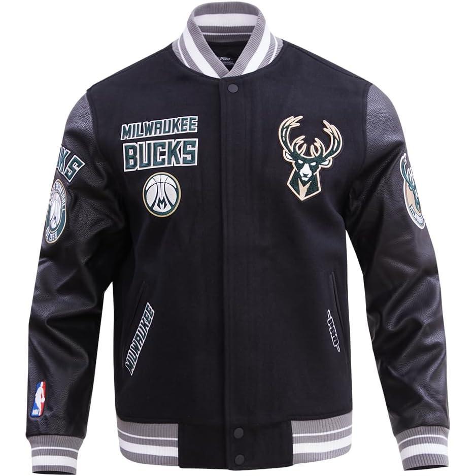 imagePro Standard Mens NBA Retro Classics Varsity JacketBlackGray