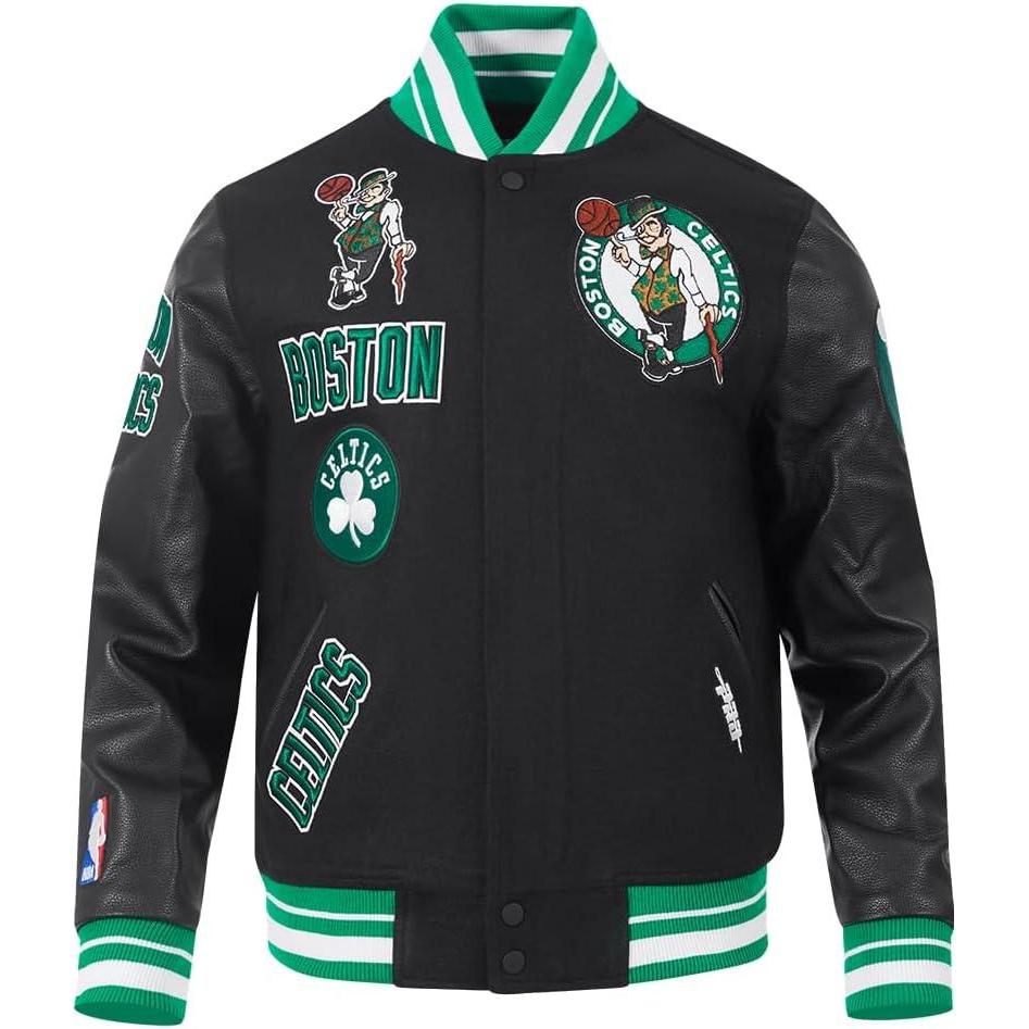 imagePro Standard Mens NBA Retro Classics Varsity JacketBlackKelly Green
