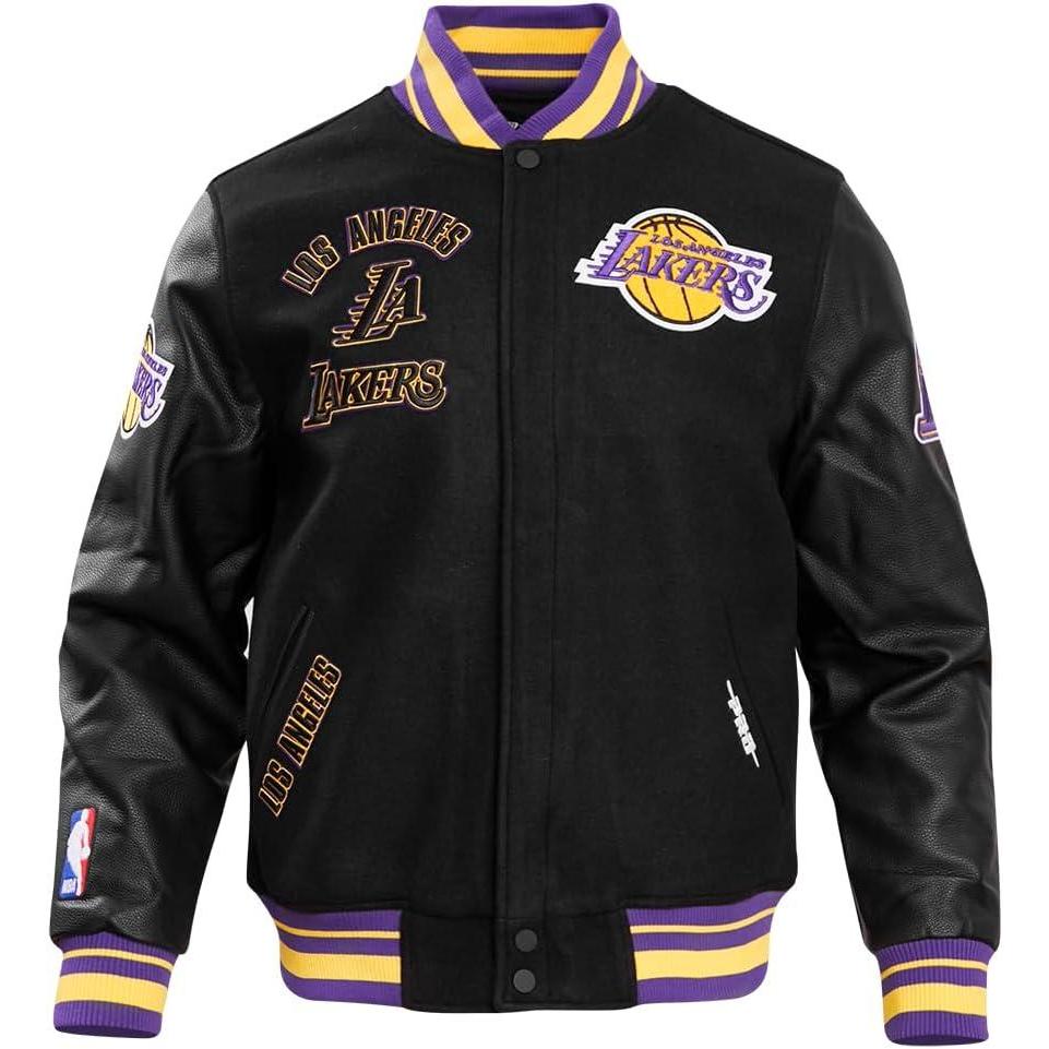 imagePro Standard Mens NBA Retro Classics Varsity JacketBlackPurpleYellow