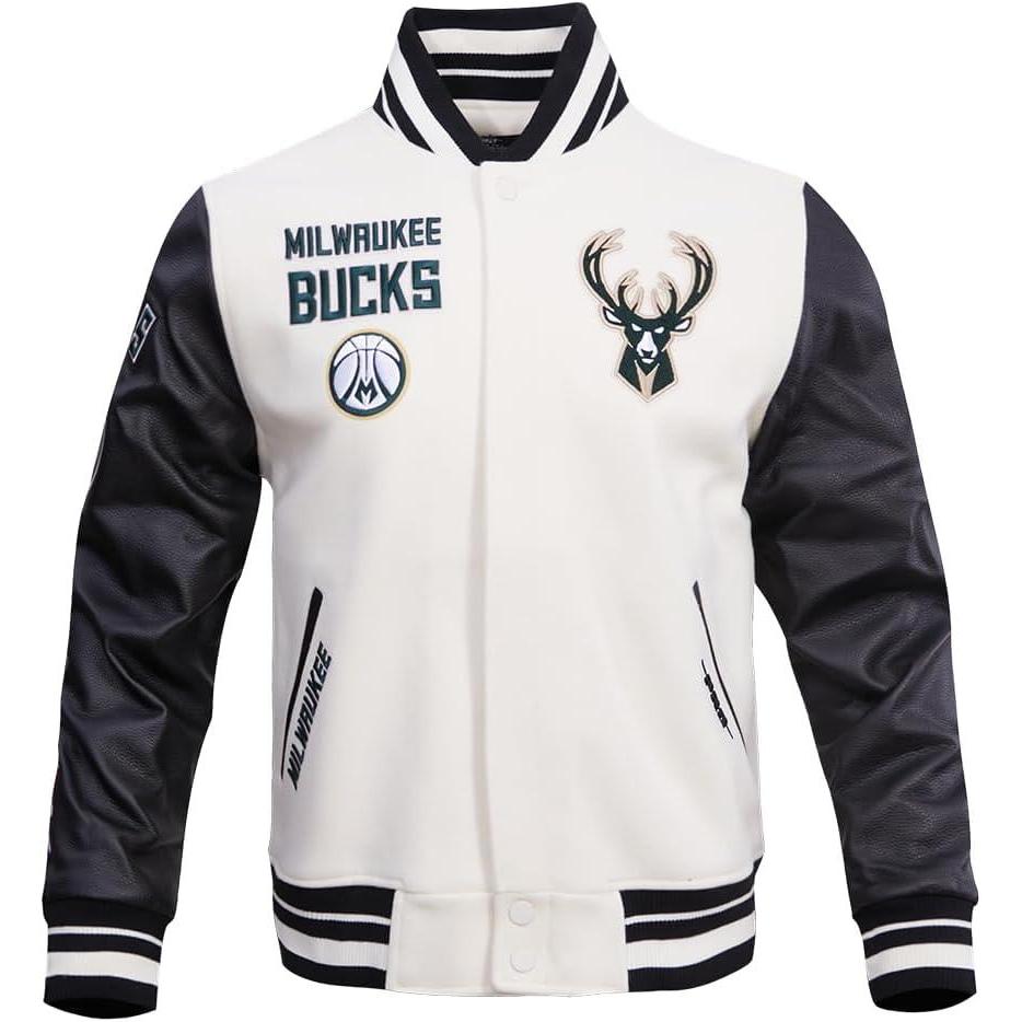 imagePro Standard Mens NBA Retro Classics Varsity JacketEggshell Black