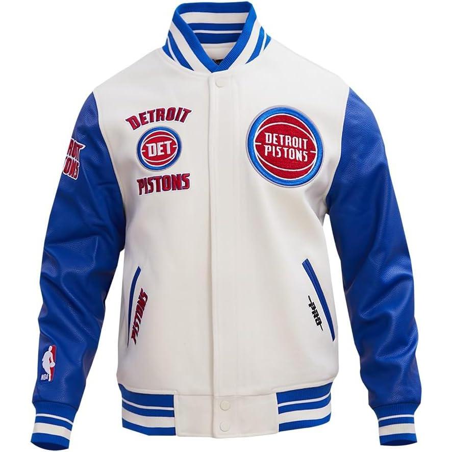 imagePro Standard Mens NBA Retro Classics Varsity JacketEggshellRoyal Blue