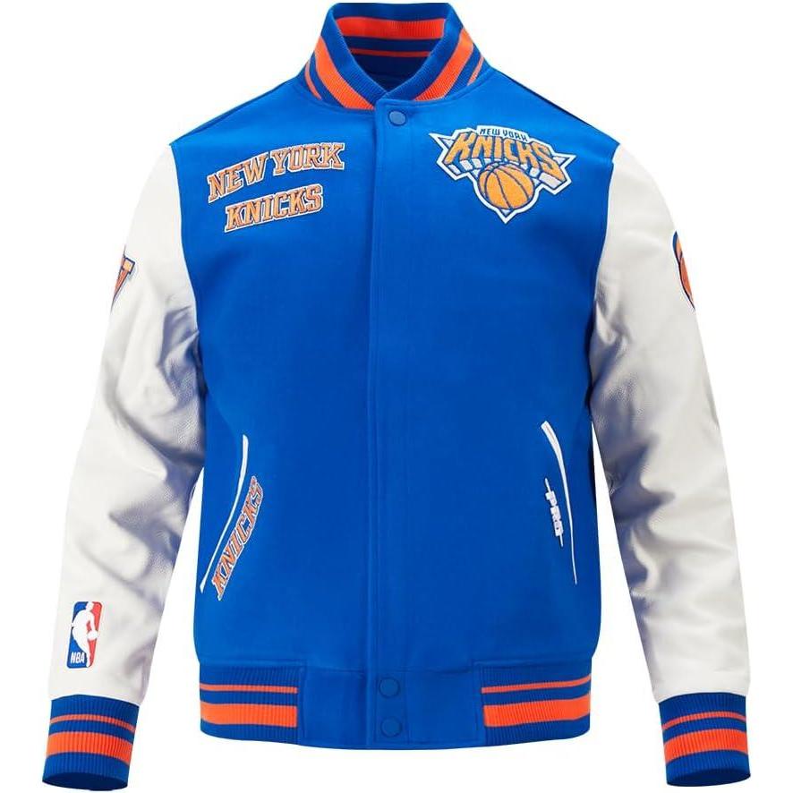 imagePro Standard Mens NBA Retro Classics Varsity JacketRoyal BlueOrange