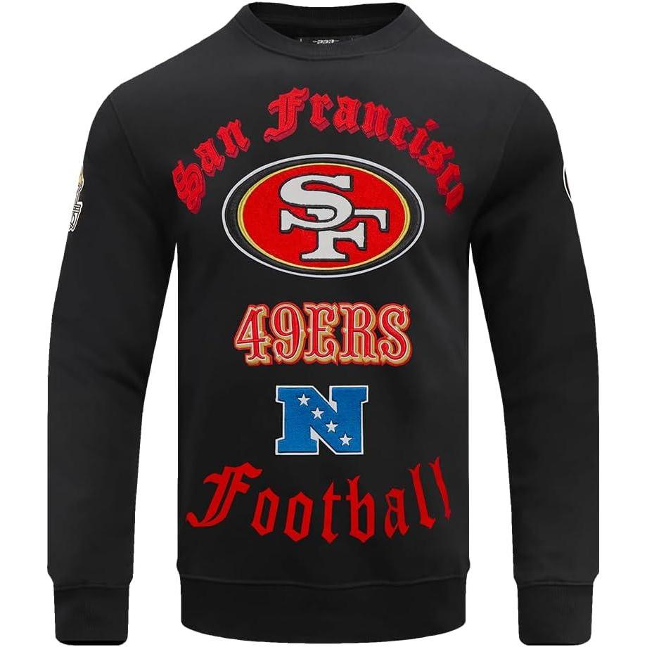imagePro Standard Mens NFL Old English Brushed Back French Terry Crewneck SweatshirtBlack