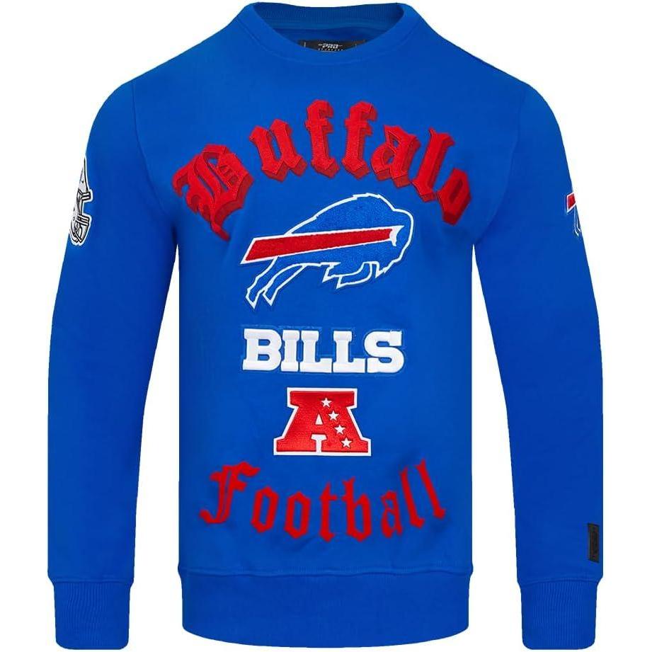 imagePro Standard Mens NFL Old English Brushed Back French Terry Crewneck SweatshirtBlue