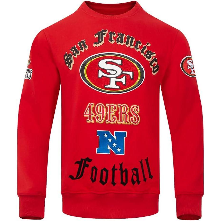 imagePro Standard Mens NFL Old English Brushed Back French Terry Crewneck SweatshirtRed