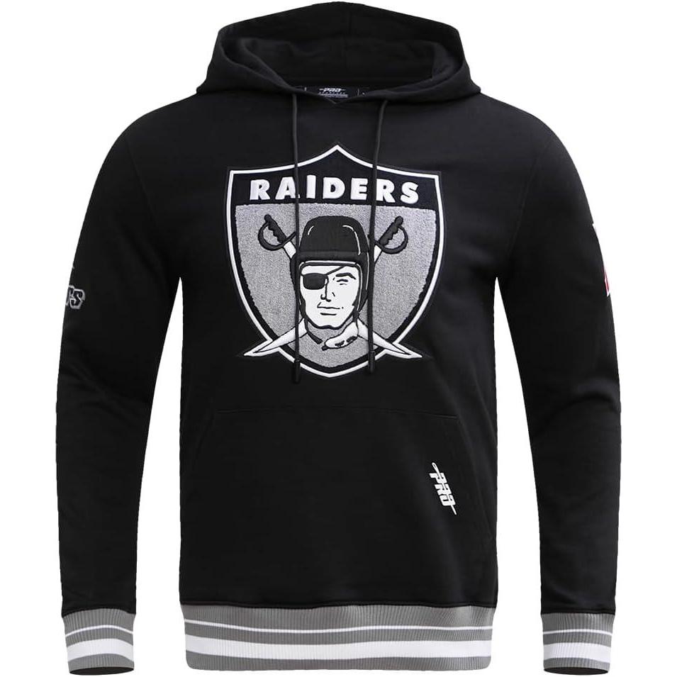 imagePro Standard Mens NFL Retro Classics Brushed Back French Terry Pull Over HoodieBlackGray