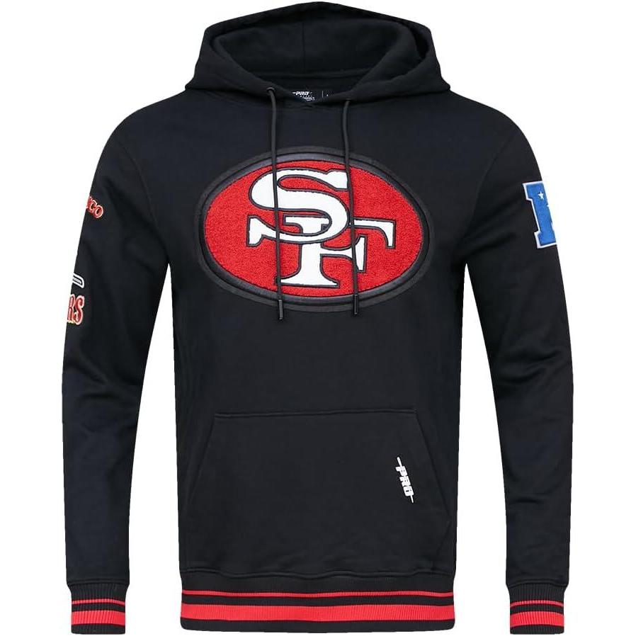 imagePro Standard Mens NFL Retro Classics Brushed Back French Terry Pull Over HoodieBlackRedBlack