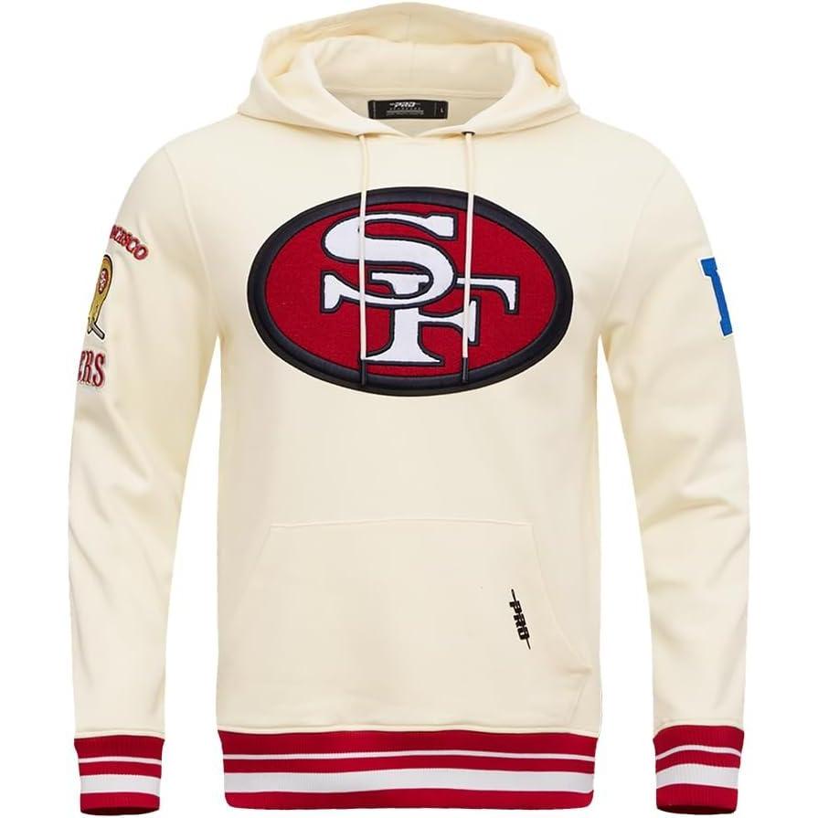 imagePro Standard Mens NFL Retro Classics Brushed Back French Terry Pull Over HoodieEggshell Red