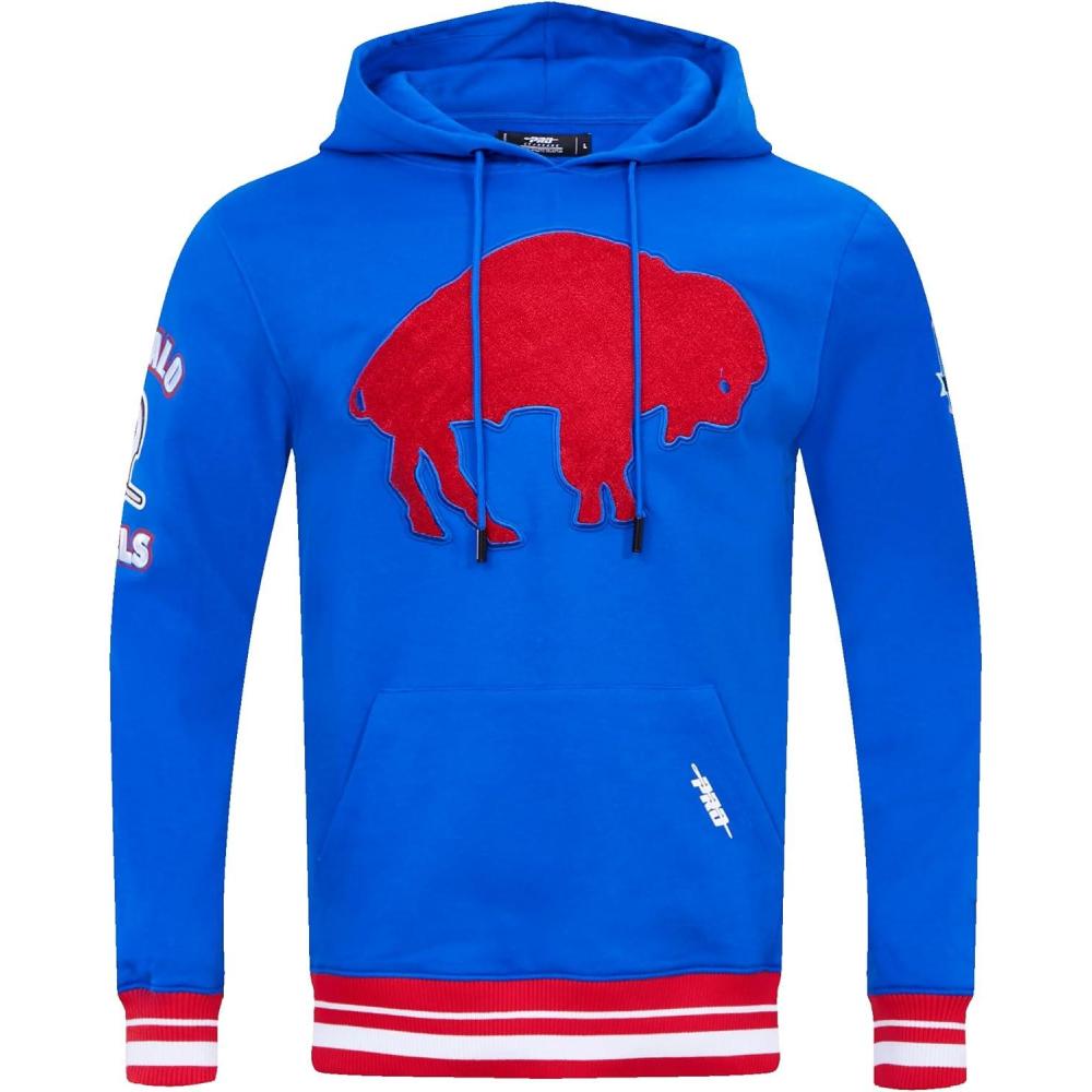 imagePro Standard Mens NFL Retro Classics Brushed Back French Terry Pull Over HoodieRoyal BlueRed