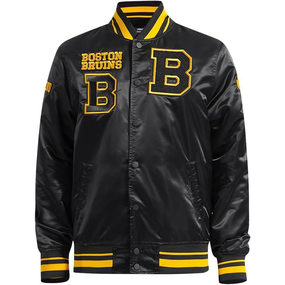 imagePro Standard Mens NHL Retro Classics Satin JacketBlackYellow