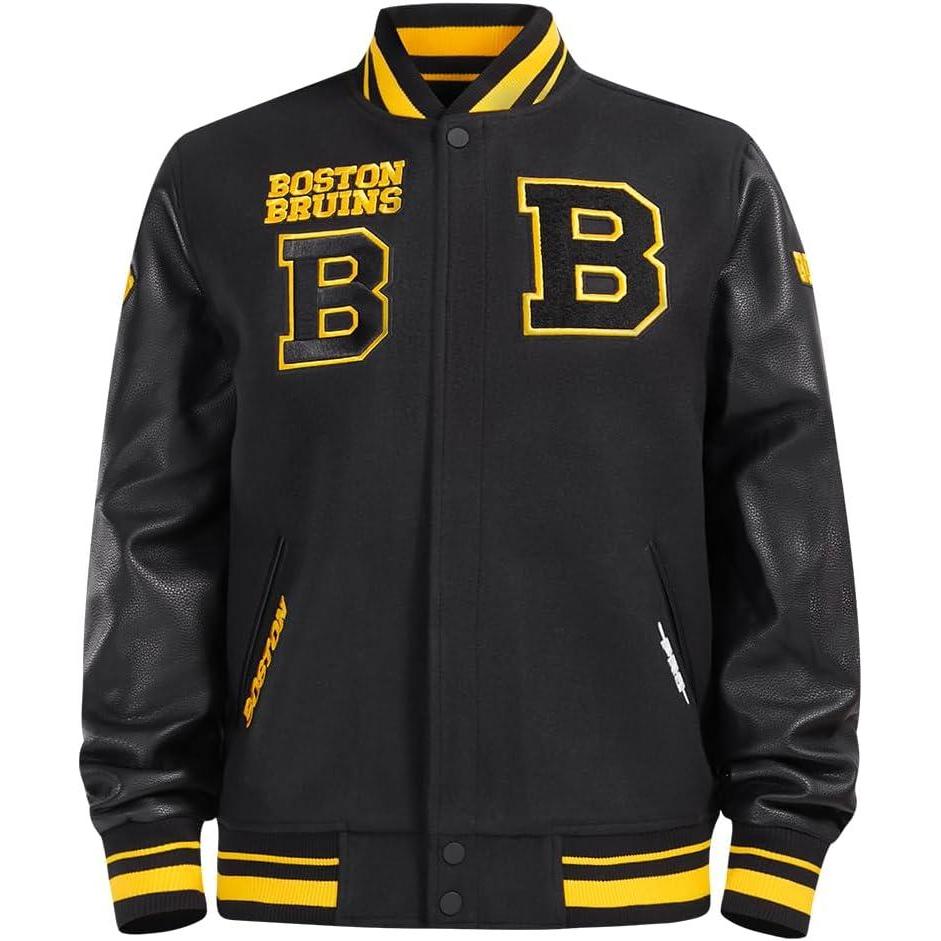 imagePro Standard Mens NHL Retro Classics Varsity JacketBlackYellow