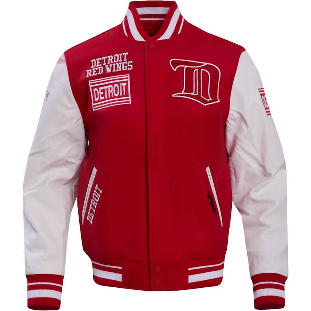 imagePro Standard Mens NHL Retro Classics Varsity JacketRedWhite