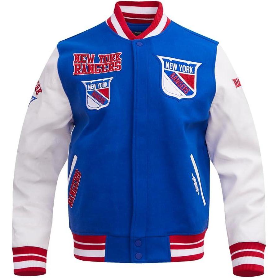 imagePro Standard Mens NHL Retro Classics Varsity JacketRoyal BlueRed