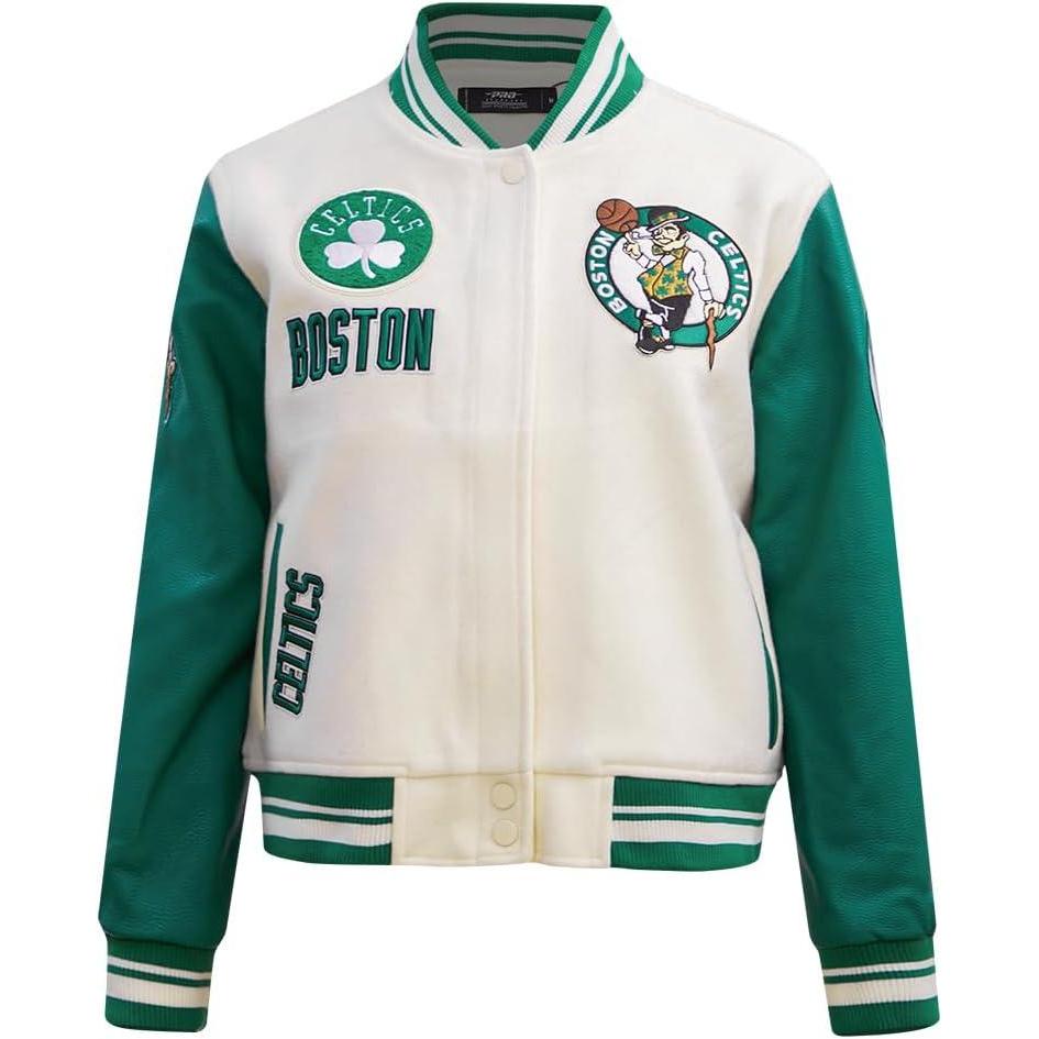 imagePro Standard Womens NBA Retro Classics Varsity JacketEggshell Kelly Green