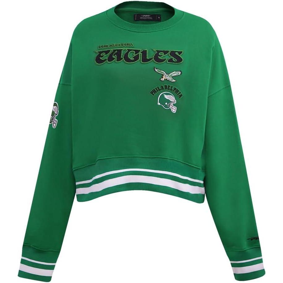 imagePro Standard Womens NFL Retro Classics Brushed Back French Terry Crewneck SweatshirtKelly Green