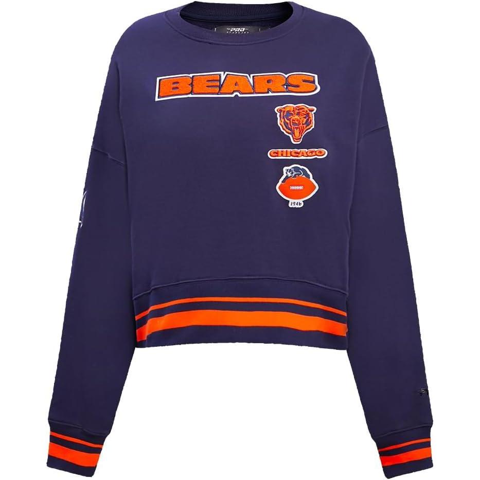 imagePro Standard Womens NFL Retro Classics Brushed Back French Terry Crewneck SweatshirtMidnight NavyOrangeMidnight Navy
