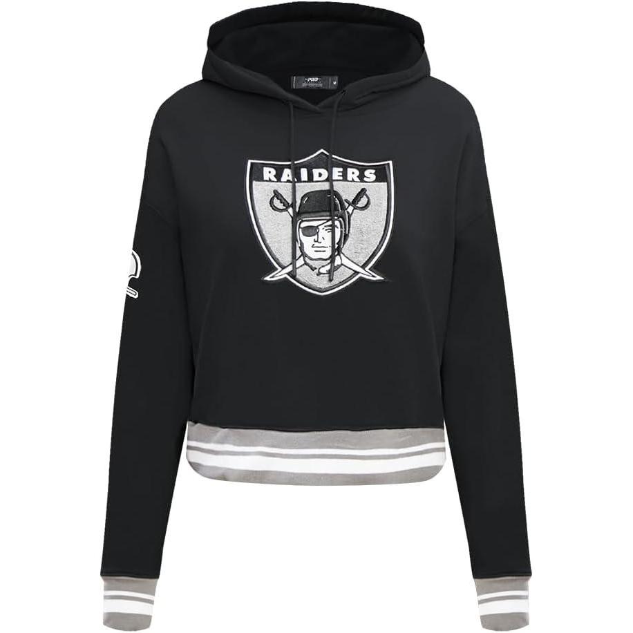 imagePro Standard Womens NFL Retro Classics Brushed Back French Terry Cropped Pullover HoodieBlackGray