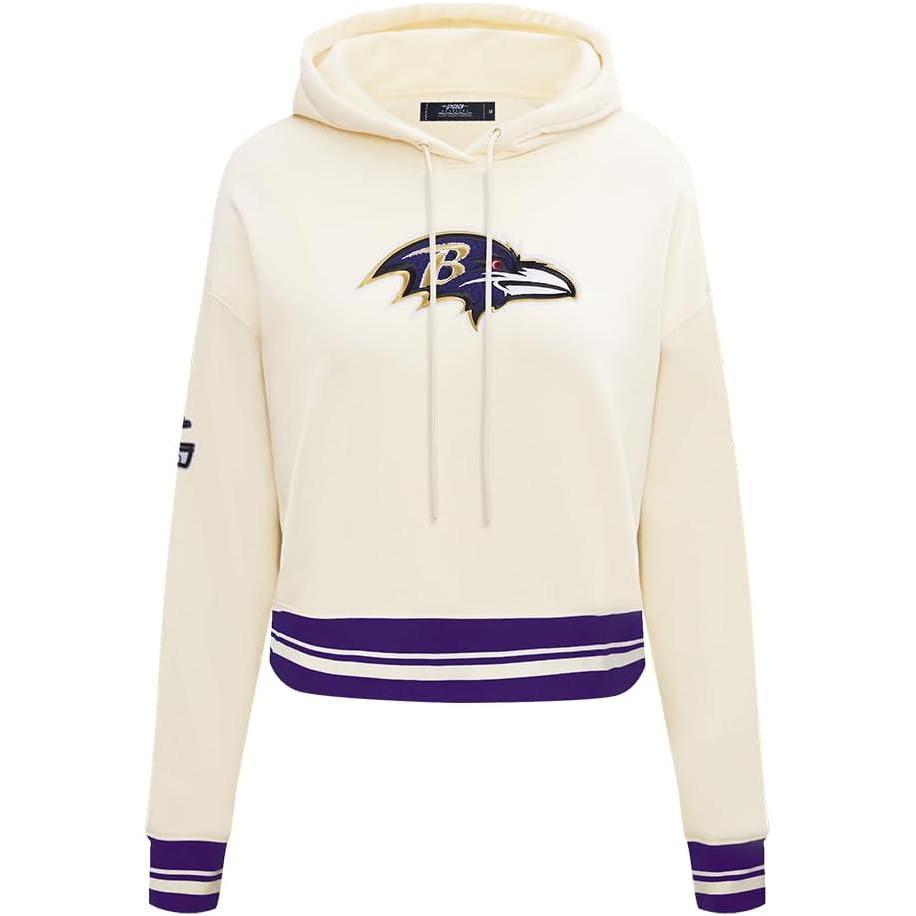 imagePro Standard Womens NFL Retro Classics Brushed Back French Terry Cropped Pullover HoodieEggshell Purple