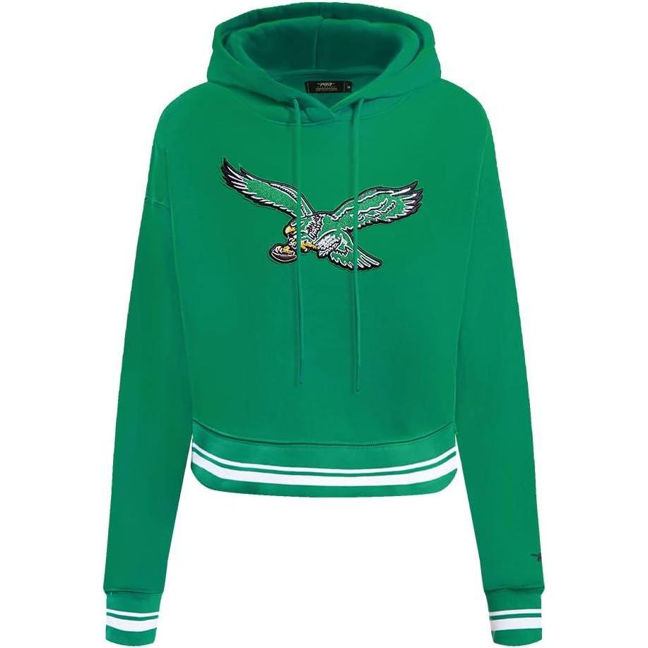 imagePro Standard Womens NFL Retro Classics Brushed Back French Terry Cropped Pullover HoodieKelly Green