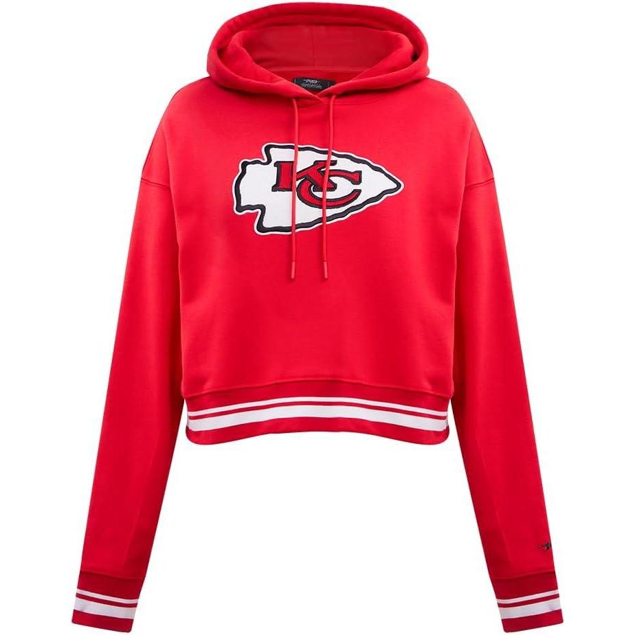 imagePro Standard Womens NFL Retro Classics Brushed Back French Terry Cropped Pullover HoodieRed