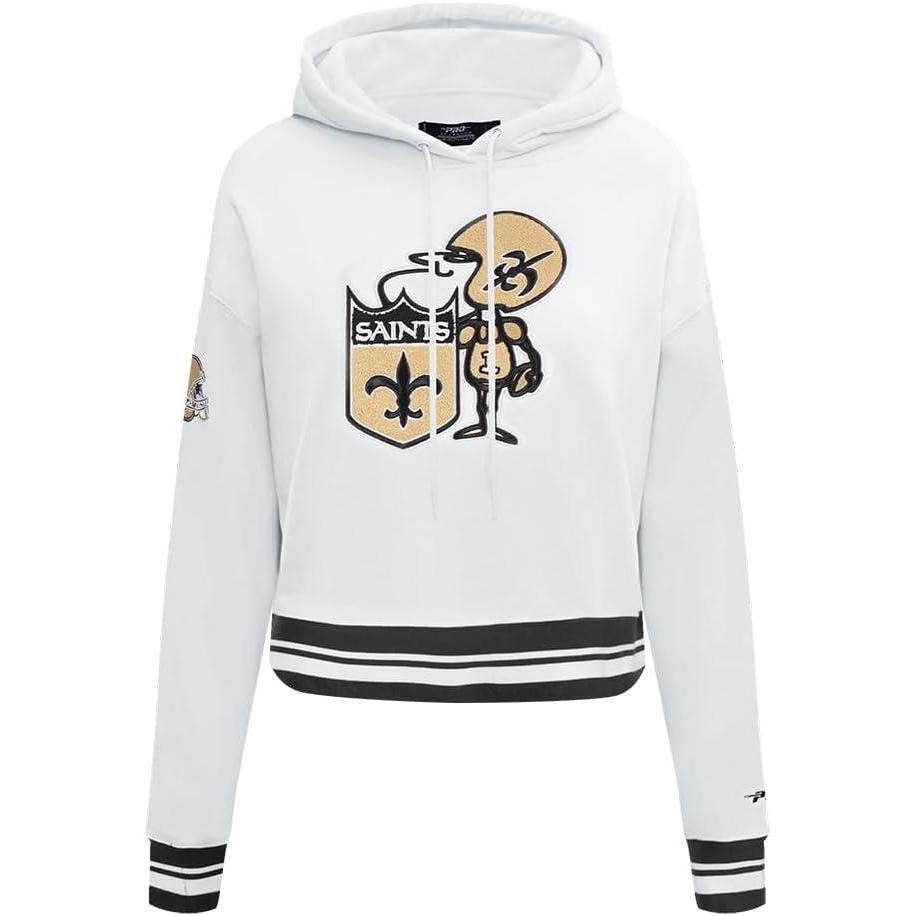 imagePro Standard Womens NFL Retro Classics Brushed Back French Terry Cropped Pullover HoodieWhiteBlack