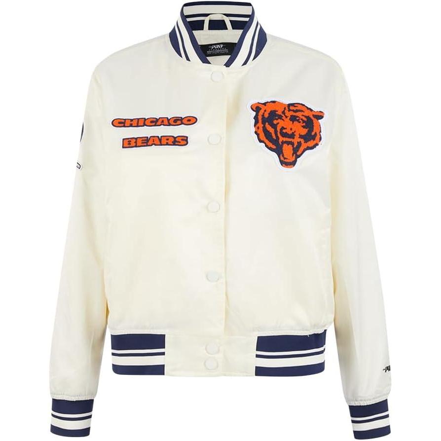 imagePro Standard Womens NFL Retro Classics Satin JacketEggshell Midnight Navy