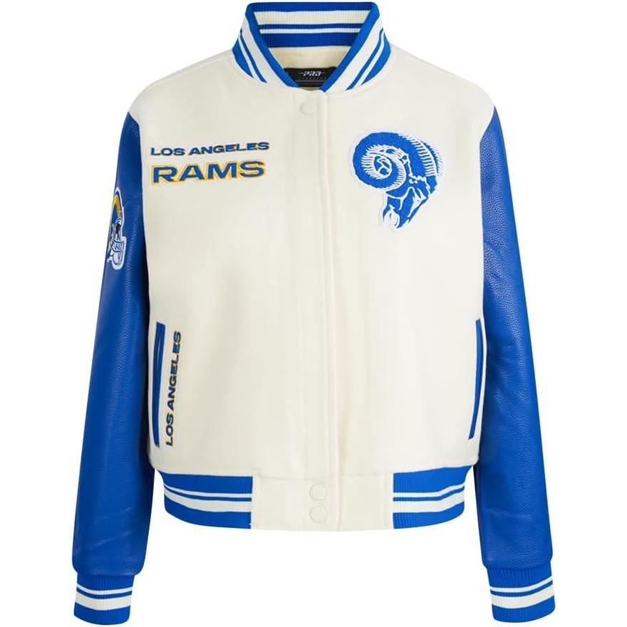 imagePro Standard Womens NFL Retro Classics Varsity JacketEggshellRoyal Blue