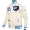 Pro Standard Mens NBA Best Of Satin Jacket(Eggshell/ University Blue)