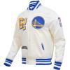 Pro Standard Mens NBA Best Of Satin Jacket(Eggshell/Royal Blue)
