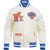 Pro Standard Mens NBA Best Of Satin Jacket(Eggshell/Royal Blue)