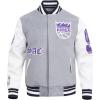 Pro Standard Mens NBA Old English Varsity Jacket(Heather Grey/White/Black)