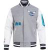Pro Standard Mens NBA Old English Varsity Jacket(Heather Grey/White/Black)