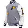 Pro Standard Mens NBA Old English Varsity Jacket(Heather Grey/White/Midnight Navy)