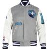 Pro Standard Mens NBA Old English Varsity Jacket(Heather Grey/White/Midnight Navy)