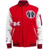 Pro Standard Mens NBA Old English Varsity Jacket(Red/White/Midnight Navy)