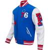 Pro Standard Mens NBA Old English Varsity Jacket(Royal Blue/Red)
