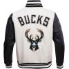 Pro Standard Mens NBA Retro Classics Varsity Jacket(Eggshell/ Black)